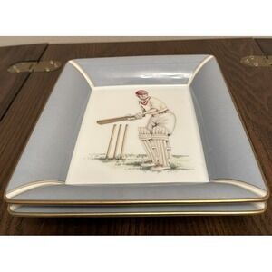 DANIEL HECHTER MAN PLAYING CRICKETRECTANGULAR TRINKET DISH B2125 VINTAGE UNIQUE